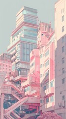 Retro pop art architecture geometric abstract illustration poster background