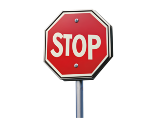 A bright red stop sign on a metallic pole, symbolizing traffic rules and safety in urban environments.