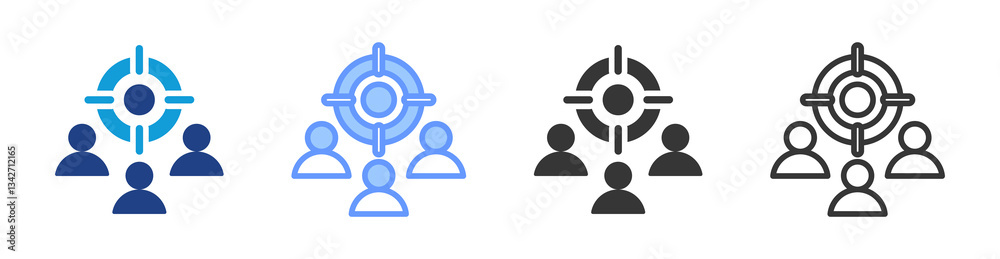 Aufkleber target audience icon set multiple style collection