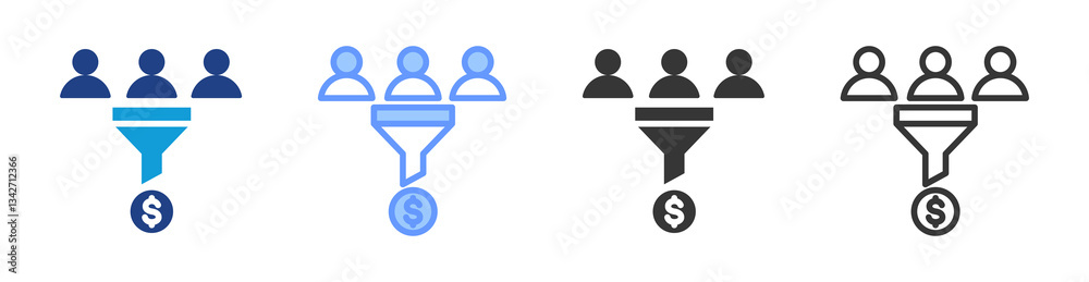 Poster Sales Funnel icon set multiple style collection