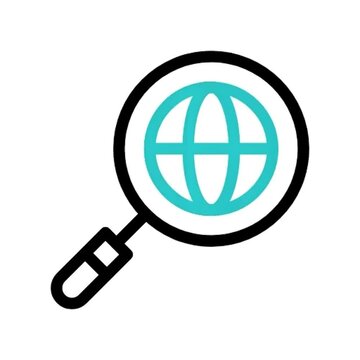 Global Search Icon Magnifying Glass and World Globe Illustration