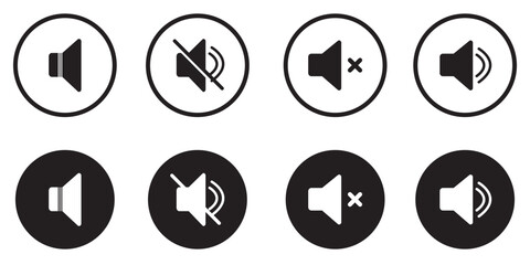 Speaker icon set, volume icon, sound icon, loudspeaker icon, vector illustration.
