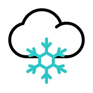 Snowy Weather Icon Cloud with Snowflake, Winter Design Element