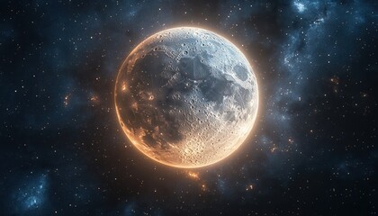 Naklejka premium Glowing Orange and Blue Pixelated Planet in a Starry Night Sky