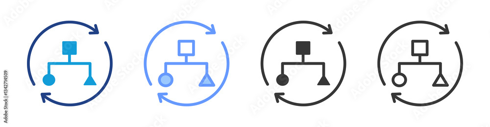 Aufkleber Organizational Structure icon set multiple style collection