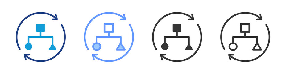 Organizational Structure icon set multiple style collection