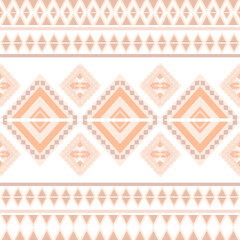 Orange and white geometric Native American ethnic boho seamless pattern. Tribal pattern. Navajo style. Folk motif. Ideas for textiles, wallpaper, rugs, carpets, and curtains.