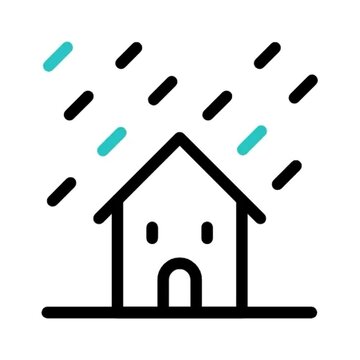House Under Heavy Rainfall Weather Icon Illustration