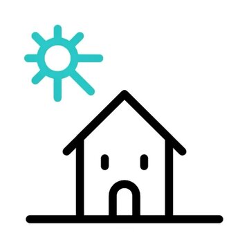Sunny House Icon Simple Line Art Illustration of a Home and Sun