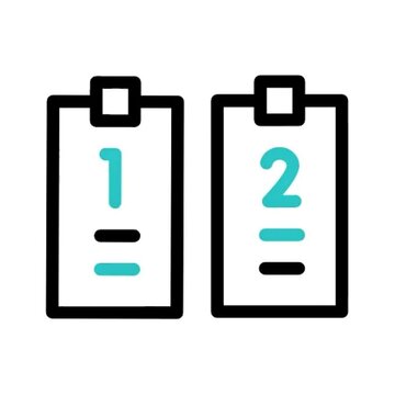 Two Numbered Clipboards List, Checklist, Ranking, Order, Sequence