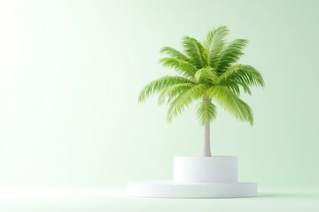 Obraz premium Minimalist Palm Tree on a White Pedestal