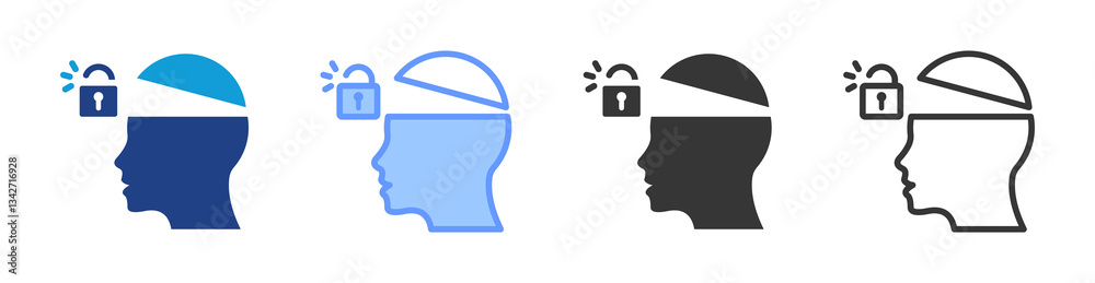 Poster Open Minded icon set multiple style collection