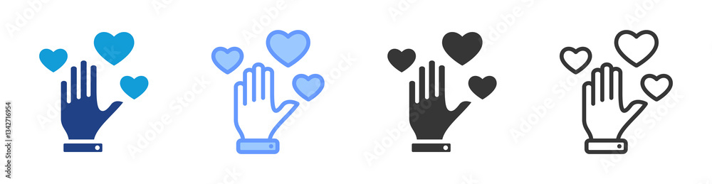 Poster compassion icon set multiple style collection