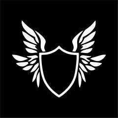 Fototapeta premium Winged shield black template