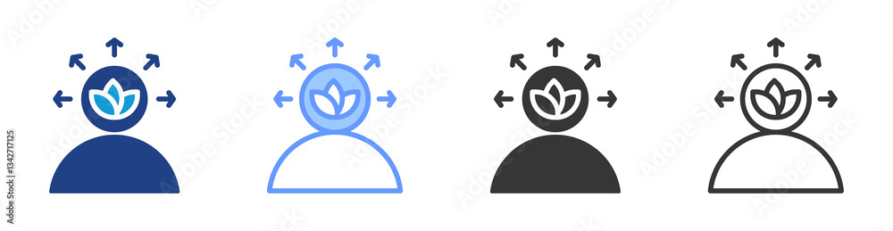Poster self awareness icon set multiple style collection