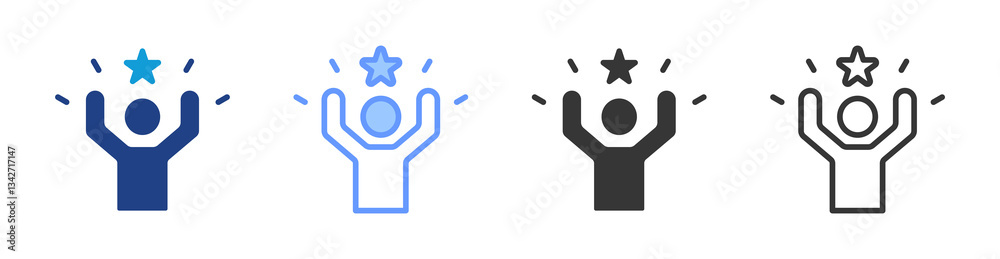 Poster success icon set multiple style collection