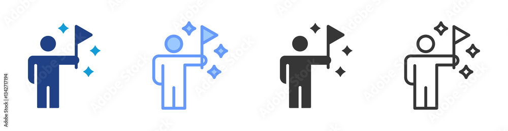Poster achievement icon set multiple style collection