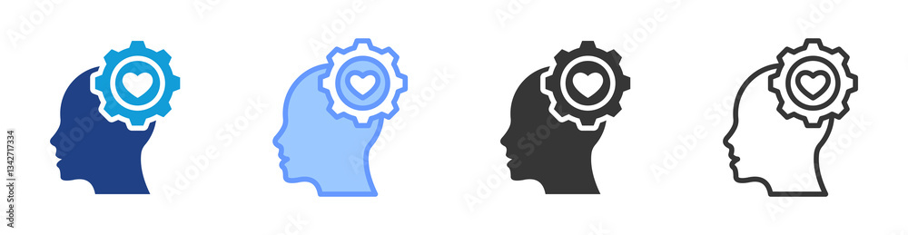 Poster emotional intelligence icon set multiple style collection