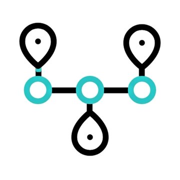 Connecting Locations Network Map Icon Design, Navigation, and Route Planning