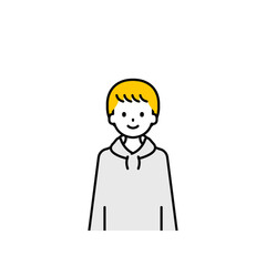 上半身のポーズ_シンプルな私服の男の子01