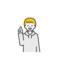 上半身のポーズ_シンプルな私服の男の子03