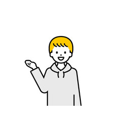 Obraz premium 上半身のポーズ_シンプルな私服の男の子17