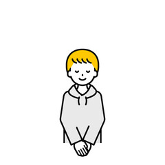 上半身のポーズ_シンプルな私服の男の子18