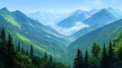 Fototapeta premium A mountain range with a forest in the foreground