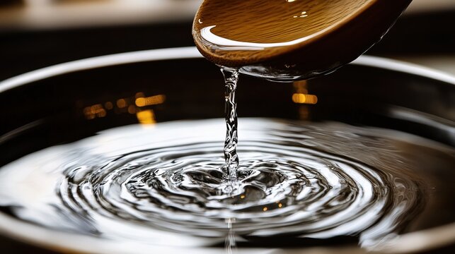 Traditional Thai Bamboo Ladle Pouring Water &ndash; Spiritual Purification and Renewal