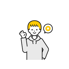 上半身のポーズ_シンプルな私服の男の子08