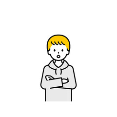 上半身のポーズ_シンプルな私服の男の子11