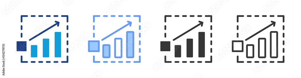 Poster Scale Up icon set multiple style collection
