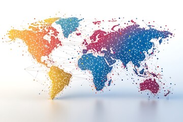 Fototapeta premium World map networked across global backdrop