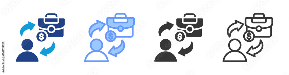 Aufkleber B2C icon set multiple style collection