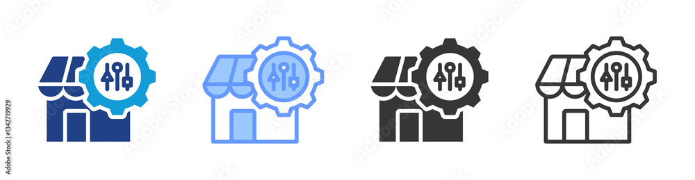 Aufkleber market fit icon set multiple style collection