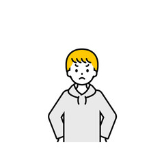 上半身のポーズ_シンプルな私服の男の子15