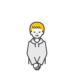 上半身のポーズ_シンプルな私服の男の子18