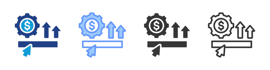 Monetization icon set multiple style collection