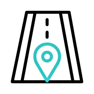 Road Map Navigation Location Pin on Highway Icon
