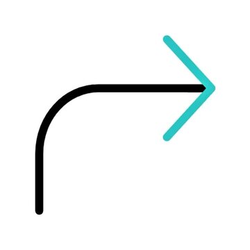 Curved Arrow Icon Right Turn, Navigation, Direction, Next, Forward