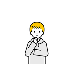 上半身のポーズ_シンプルな私服の男の子10