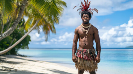 Polynesian Tongan man at a Beach