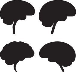 set of speech bubbles vector illustration, different brain silhouettes in silhouette style