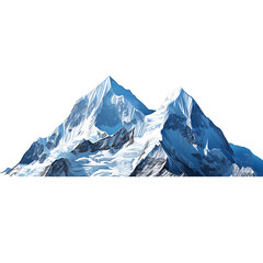 Fototapeta premium Mountain peaks with snow capped isolated on transparent background 