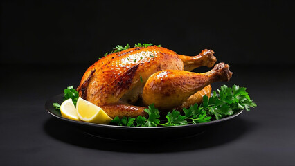 Well-cooked chicken and lemon