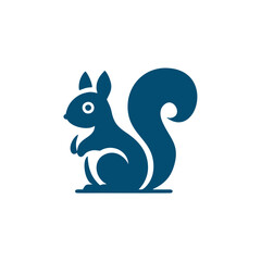 Blue silhouette of a squirrel.