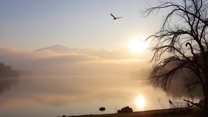 sunrise over the lake