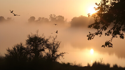 sunrise over the lake