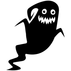 Spooky Halloween Monster Silhouette. Isolated on White Background.
