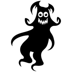 Spooky Halloween Monster Silhouette. Isolated on White Background.